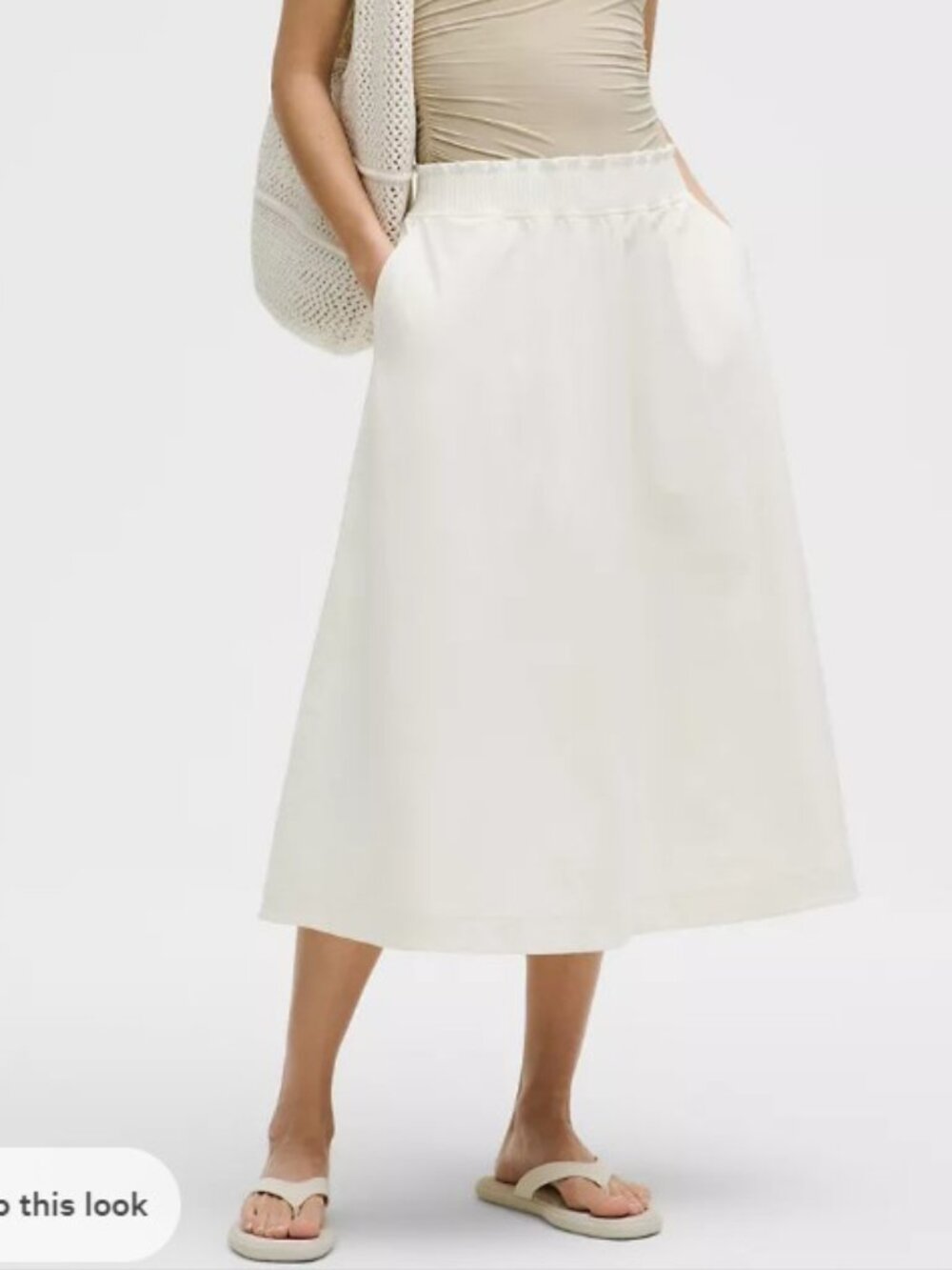 NWT Lululemon Stretch Woven Ruffle-Waist Midi Skirt size large light ivory $118